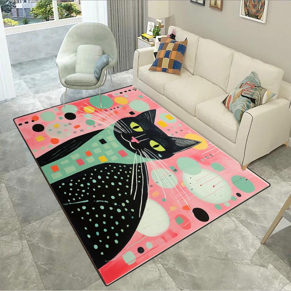 Art Cat Carpet Pet-Friendly for Living Room Home Decoration Non-Slip Sofa Side Cute Mats Bedroom Large Area Cloakroom Rug Tapis