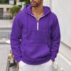 Men's 2025 European Stand Collar Plus Velvet Hoodie - Autumn/Winter Long Sleeve Half-Zip Sweatshirt