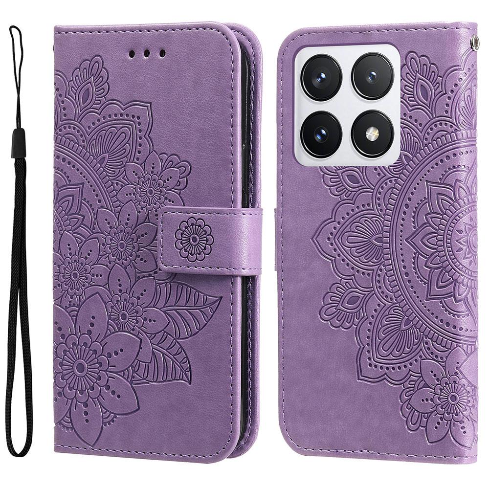 For Xiaomi 14T Pro Case Floral Pattern PU Leather Wallet Stand Phone Cover