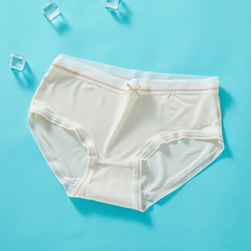 Female Summer Ultra Thin Ice Silk No Trace Fast Dry Breathable Mid Waist Triangle Briefs