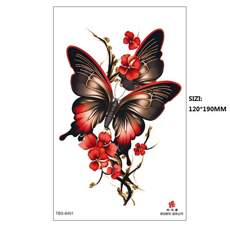 Black Butterfly Owl Sunflower Set Water Transfer Simulation Temporary Tattoo Sticker