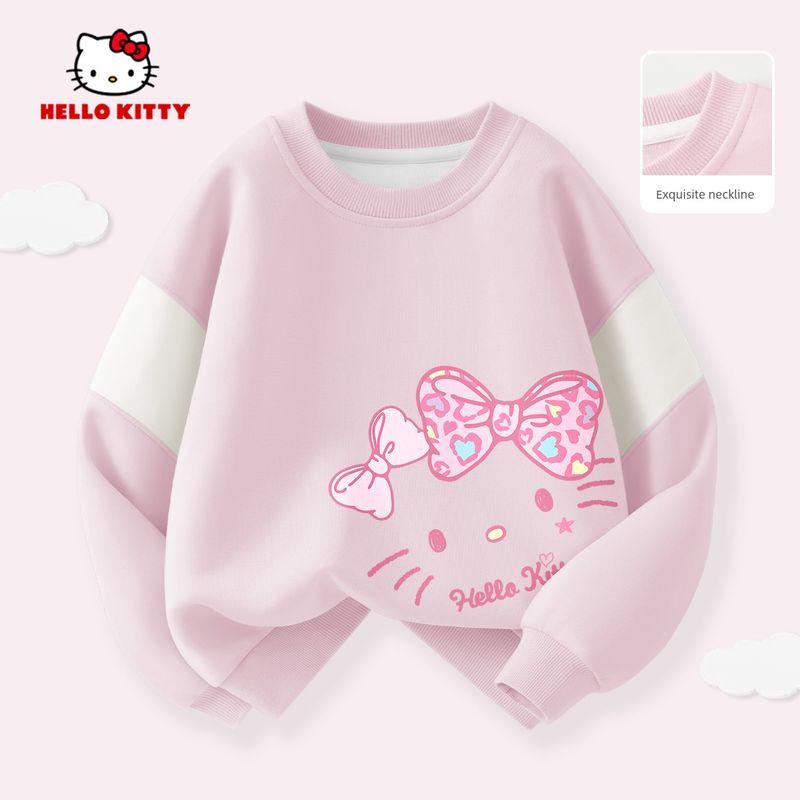 Hellokitty Girls  Spring Outfit 2026 New Children s Sportswear Pink Two-Piece Set for Older Girls in Spring Ti F Painting_Lower Right Falling Cherry Pink 110