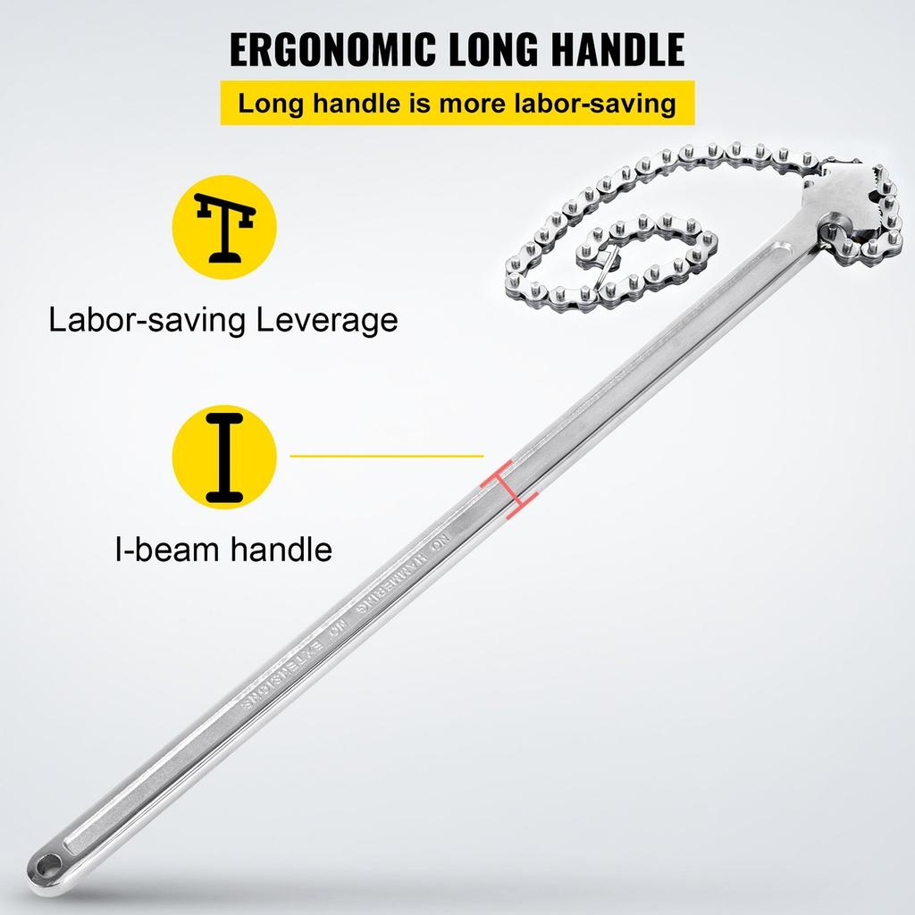 24 Inch Pipe Chain Wrench Heavy Duty 6.7 Inch Chain Wrench