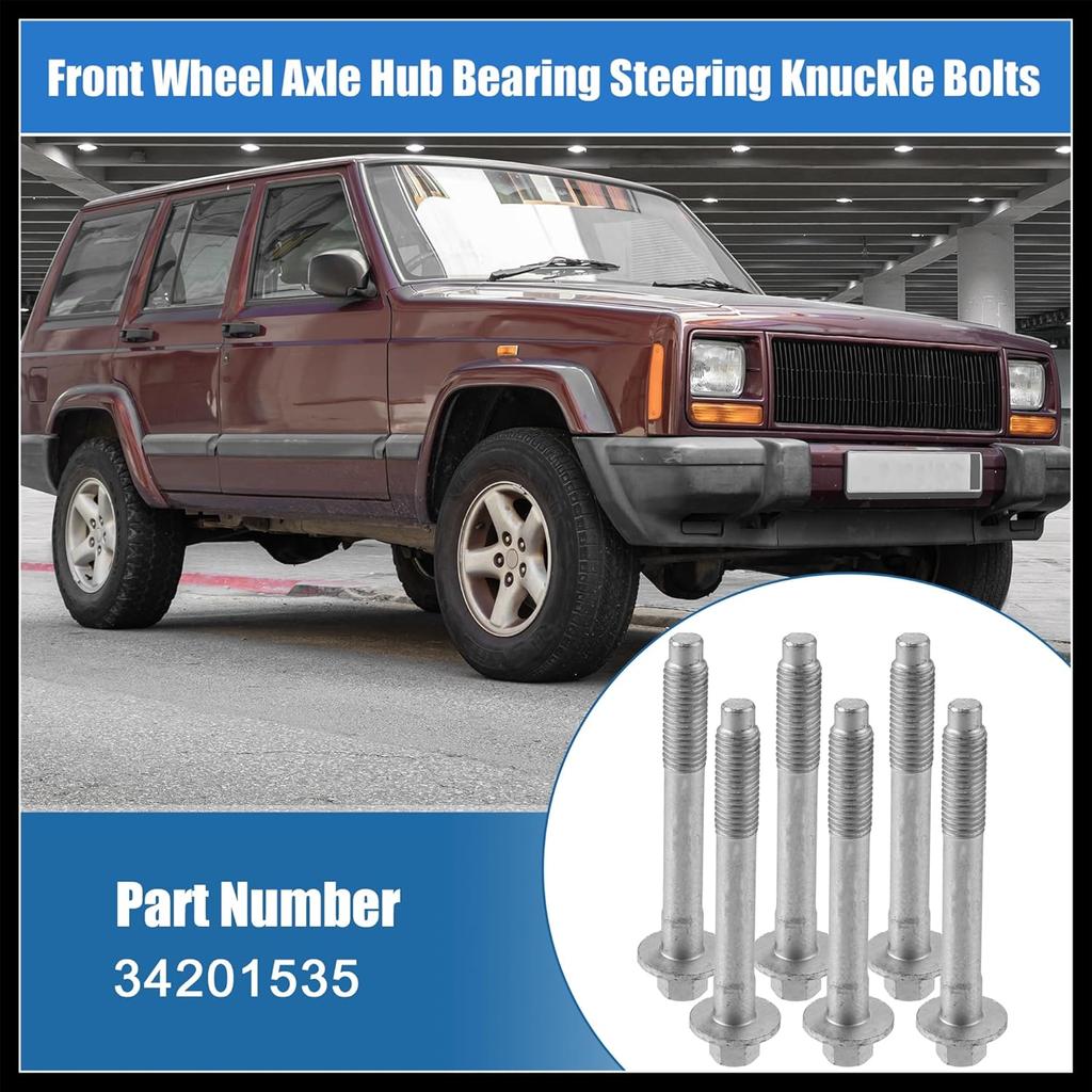 6 Pcs Wheel Hub Bearing Mounting Bolts for Jeep Grand Cherokee 2000-2010 34201535 Silver Tone Metal Durable Material