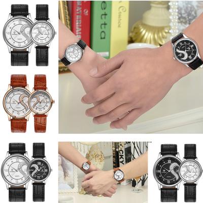 1 Pair Fashion Ultra Thin Leather Band Couple Wrist Watch Romantic Lovers True Love Watches Gift