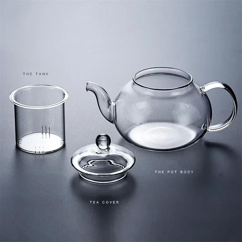 400ml/1000ml Thickened Glass Teapot Heat-Resistant High Borosilicate Glass Flower Tea Pot with Filter Heatable Glass Teaware