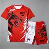 Atmungsaktives MMA Trainingsset für Herren 3D Digitaldruck Kurzarm-T-Shirt Shorts Sportbekleidung