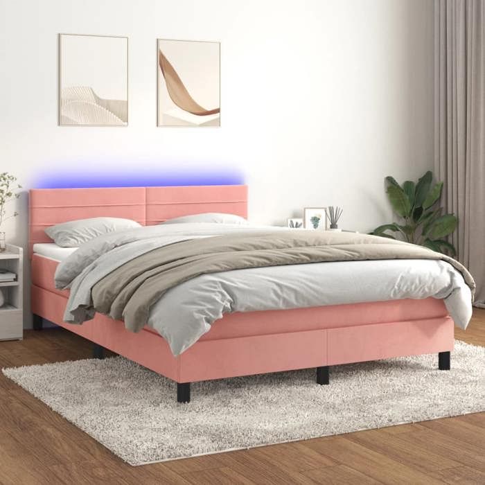 VidaXL Slatted Bed Base with Mattress and LED, Upholstered Bed, Double Bed, Adult Bed for Interior Bedroom, 3134464