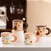 3D Magnetic Mug with Lid Spoon Creative Personality Ceramic Water Cup Cute Cartoon Large Capacity Office Coffee Cup