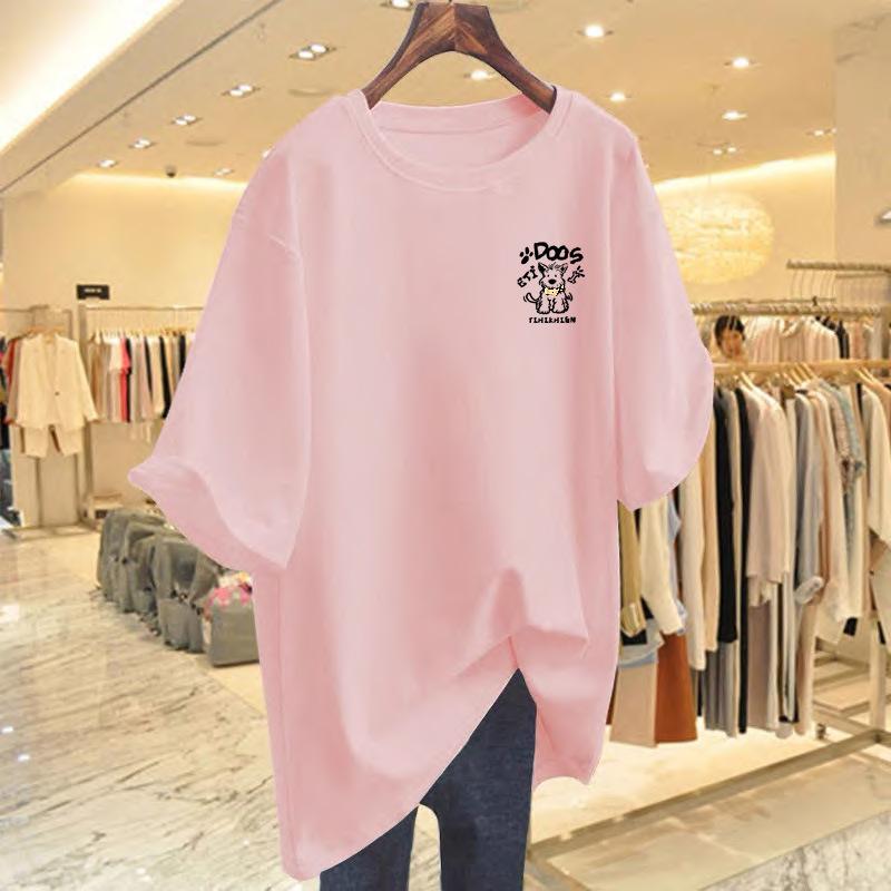 New Cotton Loose Top T-shirt Women's White Large Version Short-sleeved Summer Large Size Bottoming Shirt