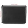 Black Zippered Pocket Zippered Padfolio Faux Leather Conference Folder Organizer  For Business Men