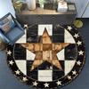 Rustic Star Round Area Rug,Carpet Rug for Living Room Bedroom Sofa Playroom Decor,Non-slip Floor Mat