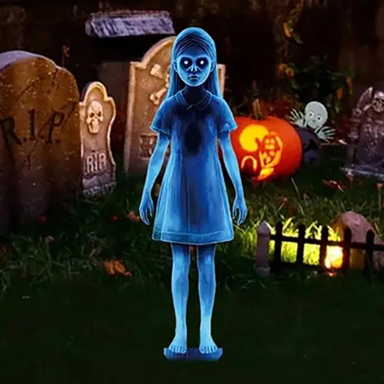 Yousheng 2 Pcs Scary Garden Metal Stakes Spooky Twins Yard Signs for Lawn Patio Haunted House Halloween Outdoor Decorations