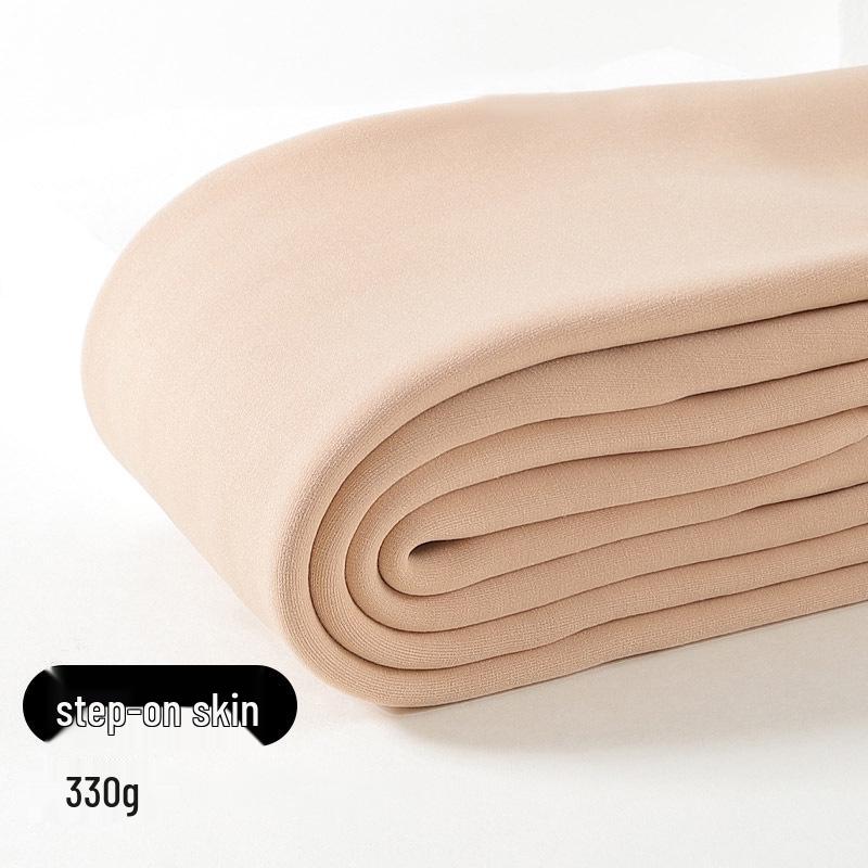 Women's Nude Color Velvet-Lined Leg Warmers, Thick and Cozy, Perfect Base Layer for Spring and Autumn, Suitable for Shorter Lengths.