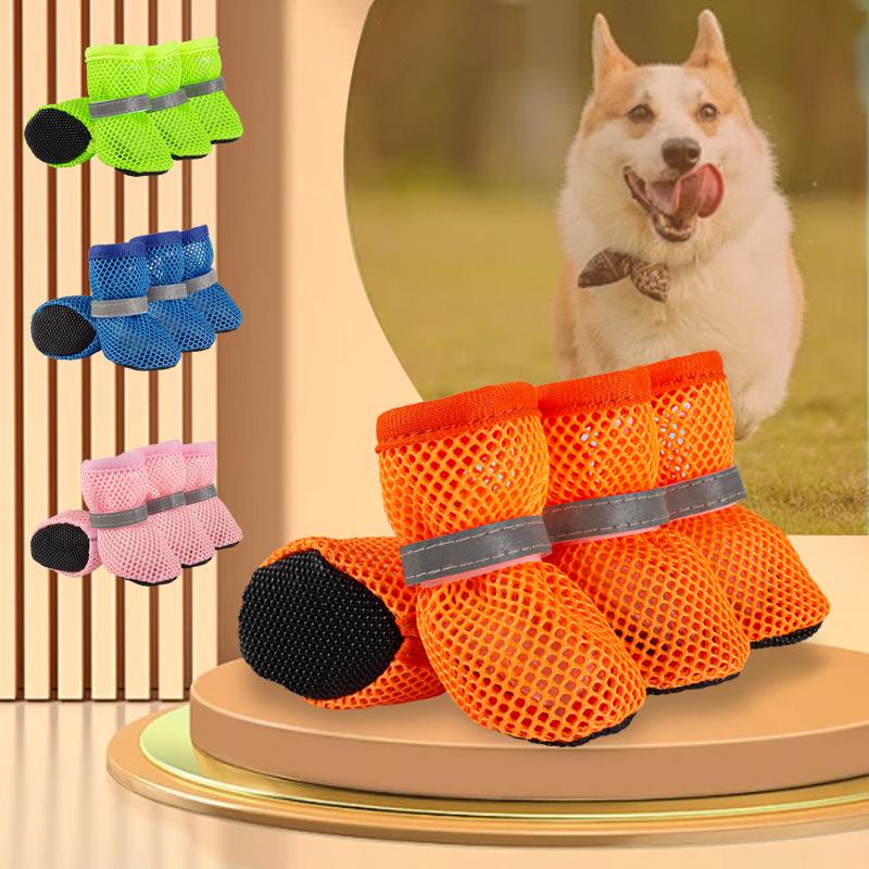 Reflective Breathable Mesh Dog Shoes - Non-slip, Wear-resistant Soles for Small and Medium Breeds