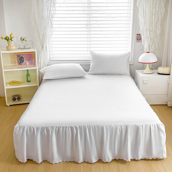 Ruffled Bed Skirt King Size Bed Skirt with Platform Queen Size Wrinkle-Free Fade Resistant Bed Skirt for Bedroom Hotel Women Men
