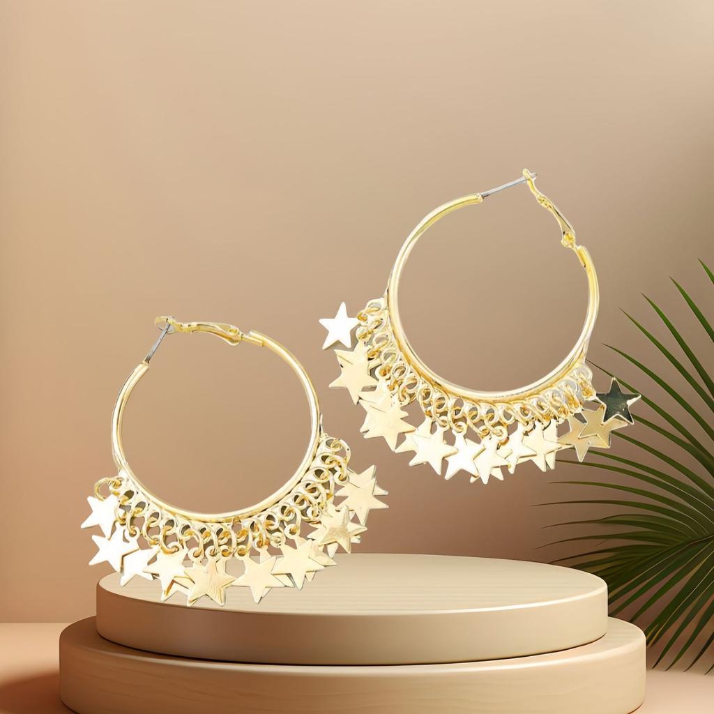 European and American style metal texture disc fringed earrings, earrings INS trendy high-end design light luxury stud earrings, earrings.