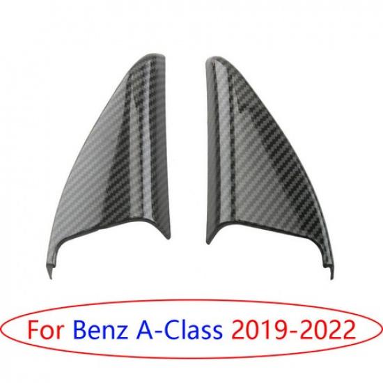 For Benz A-Class CLA 2019-23 Carbon Fiber A Pillar Front Triangle Cover Trim 2pc