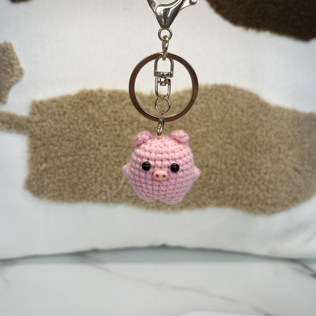 Mini Bear Cat Elephant Crochet Animal Doll Keychain For Car Keys Accessories Cartoon Penguin Doll Keyrings Knitted Accessories