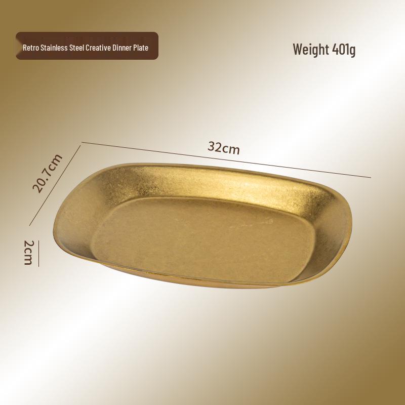 Vintage Stainless Steel Deep Dinner Plate for Snacks, Fried Chicken, and BBQ Outdoor Picnics