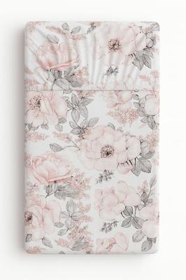Cotton Fitted Sheet for a Crib 120x60 Cm - Sepia Roses