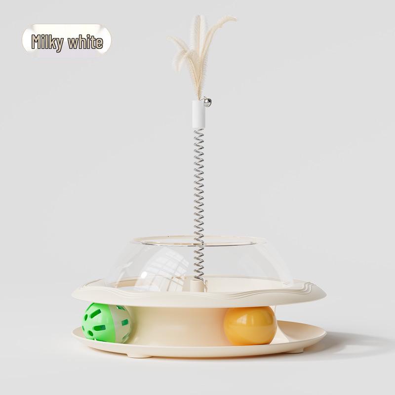Cat Self-Amusement Toy: Boredom Relief Food Ball & Spring Teaser Stick