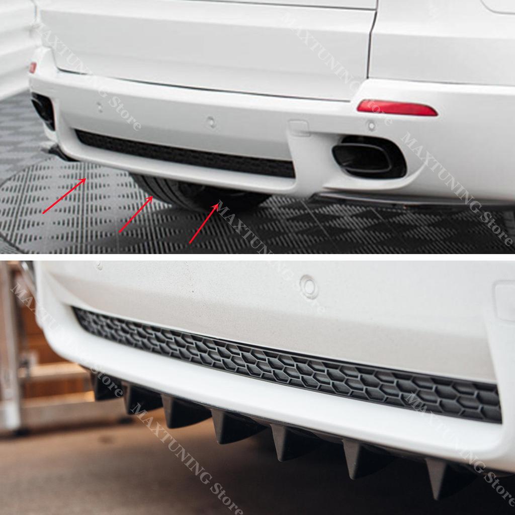 Labio Separador Lip para Parachoques Trasero de 7 Aletas para BMW X5 E70 LCI 2007-2013 M Sport Difusor Spoiler Cubierta Inferior Moldura Kits de Carrocería Valence Tuning
