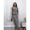 Western Style New Fashion Solid Sleeveless Vest Vest Skirt Two-piece Set Vest and Skirt Set