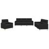 Vidaxl 3-Piece Lounge Set With Cushions, Black, Fabric