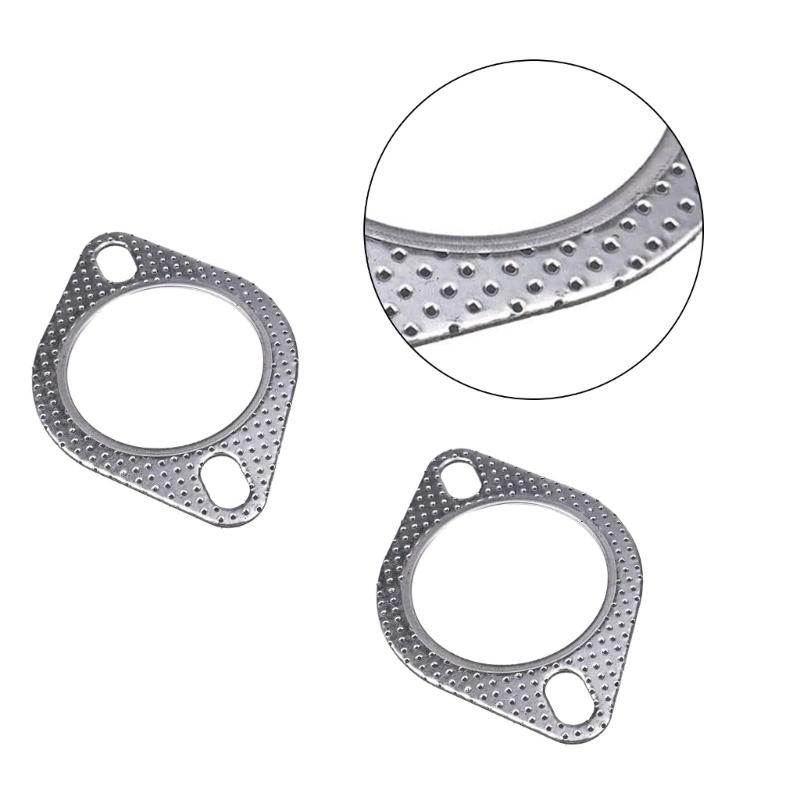 2Pcs Car Engine Exhaust Gasket Universals Exhaust Pipe Gasket With Two Holes Quick Installation Exhaust Spacer