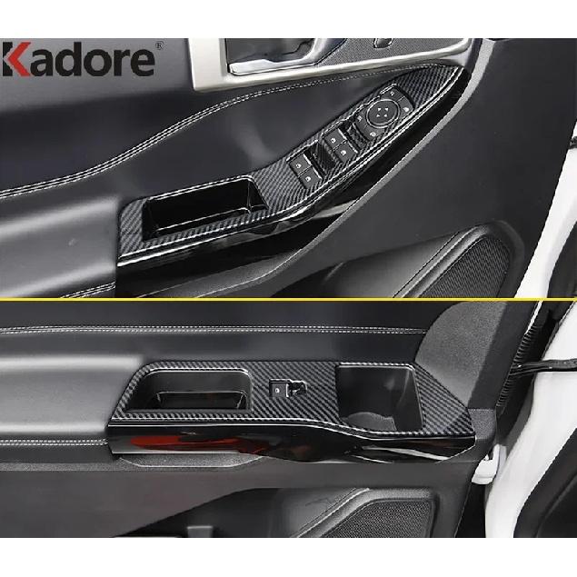 For Ford Explorer Carbon Fiber Car Inner Door Armrest Window Lift Switch Button Panel Cover Trim Accessories