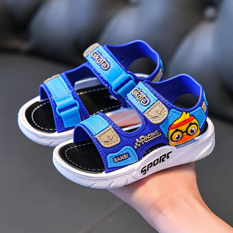 Jungen- und Mädchen-Sommer 2025 Rutschfeste Klett-Sandalen - Weiche Sohle Lässige Strandschuhe 27 EU / 16.5 cm insole blau