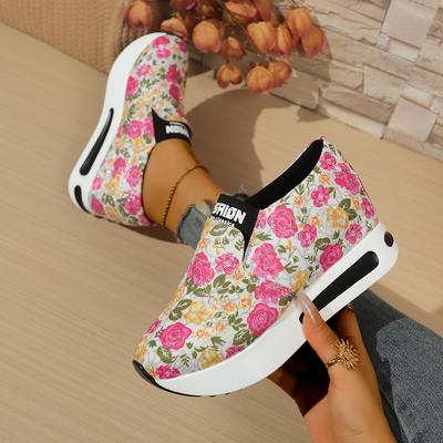 Moda Mujer 2025 Verano Nuevas Zapatillas Moda Transpirables Encaje Malla Bordado Floral Cabeza Redonda Suela Gruesa Zapatos Zapatillas Mujer Mujer