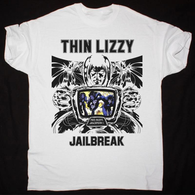 Футболка унисекс Thin Lizzy Band Jailbreak Белая Хлопковая Полный Размер S-5XL XL