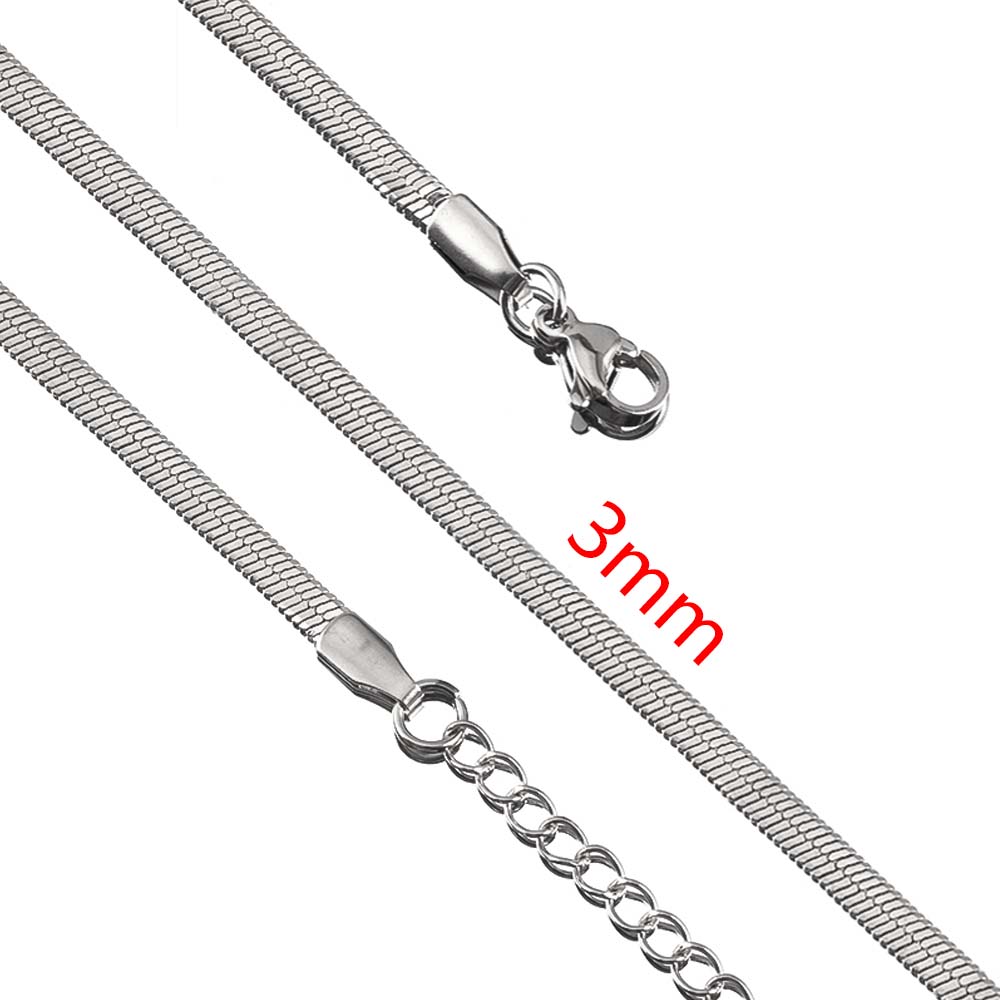 5pcs Stainless Steel Flat Snake Chain with Clasp Extended Chains 3-6mm DIY Men Necklace Jewelry Making Findings Accessor No Fade