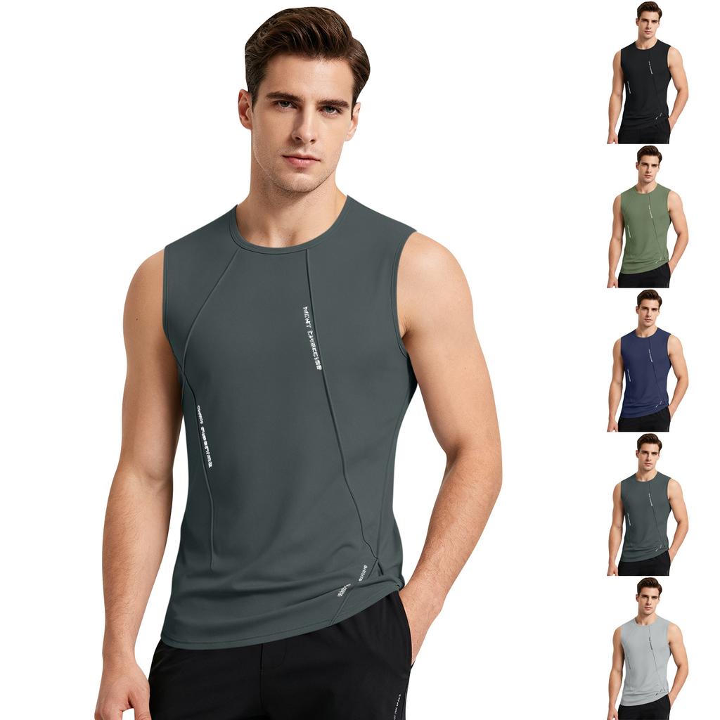 Men Sleeveless Athletic Tank Top Quick Dry Workout Shirt Lightweight Fitness Running Gym Training Sleeveless Tee Breathable Performance