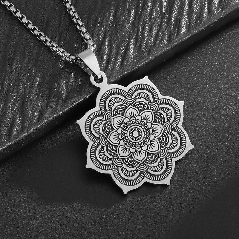 Pendant Lotus Retro Fashion Versatile Mandala Jewelry Accessories Necklace