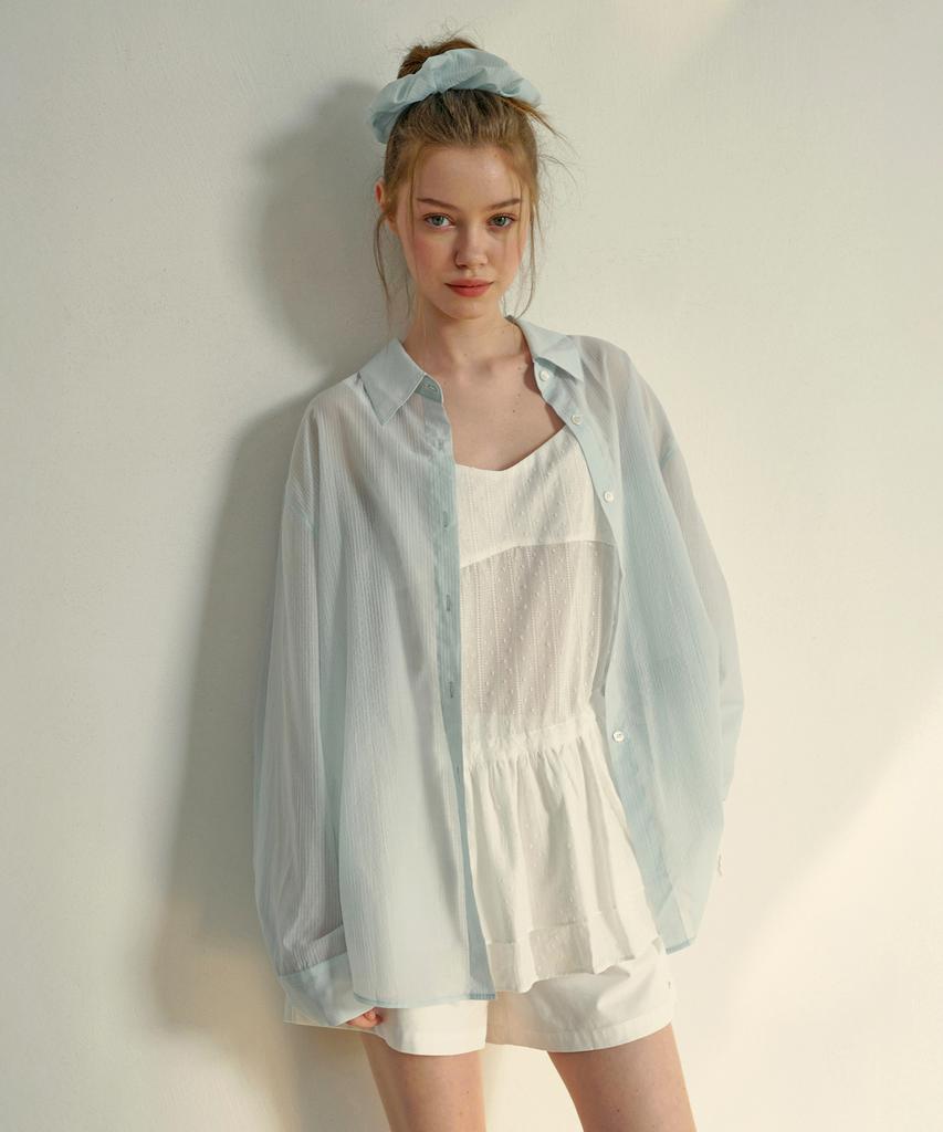 MOOD INSIDE WOMAN (Woman) [Scrunchie Set] Tencel St Sheer Shirt_Pink