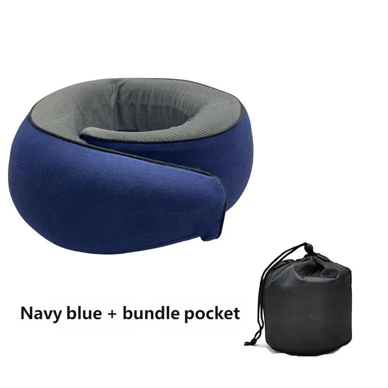 

Portable U-shaped Pillow Memory Foam Snail Pillow Soft Noon Break Sleep Pillows Travel Neck Support Travel Neck Pillow темно-синього кольору