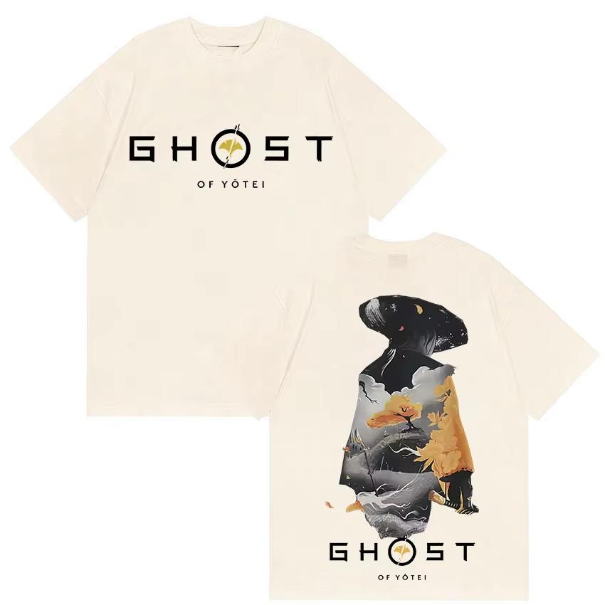 Ghost of Yotei Japan Grafik T-Shirts Herren Harajuku Kleidung Kurzarm-T-Shirts Lässiges Frühling Sommer Kurzarm-Oberteil