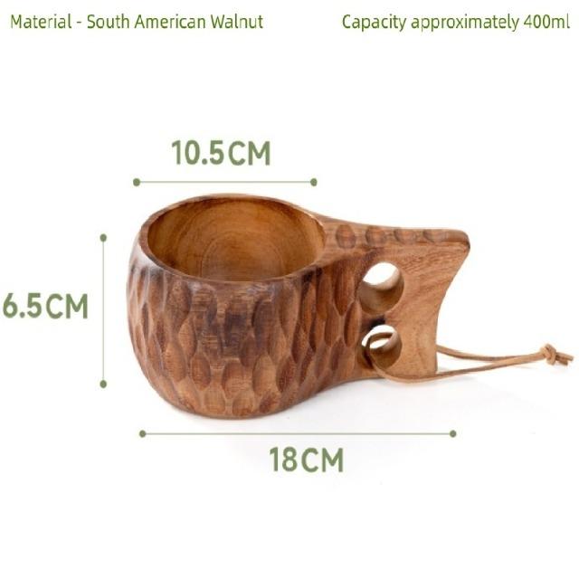 Nordic Style Finland Wooden Mug, Handmade Outdoor Camping Travel Coffee Beer Cup Portable Drinkware