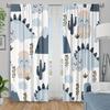 2pc Cartoon Dinosaur Print Curtains - Polyester Fabric for Bedroom   Living Room   and Kitchen - Machine Washable