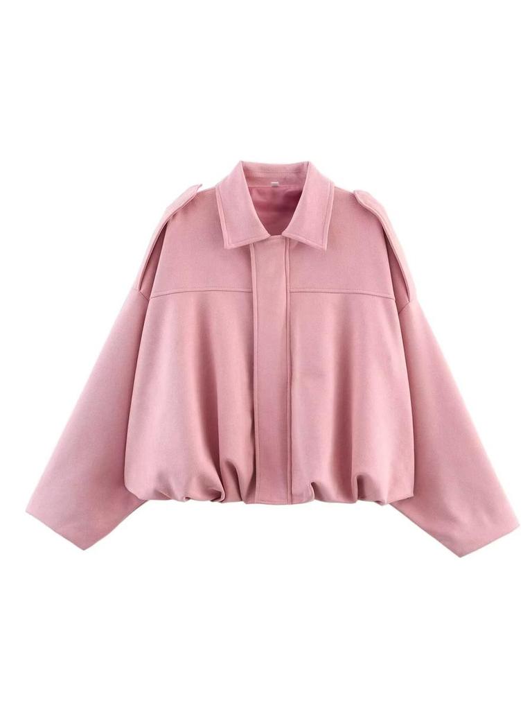 Spring New Arrival Casual Versatile Women's Velvet-Like Texture Stand-Collar Flight Jacket Coat