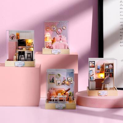 Baby House Mini Miniature Doll House DIY Small House Kit Making Room Toys Home Bedroom Decorations with Furniture Wooden Craft