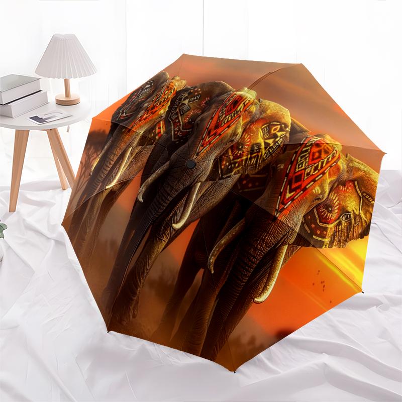 1 PC Automatic Folding Umbrella - elephant Pattern, Portable & Foldable Design with 8 Ribs, Christmas Birthday Gifts
