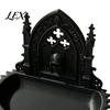 Gothic Home Ornament Church Carving Design Storage Box, Matte Black Desktop Organizer for Rings Dark Aesthetic Desk Bracelets Goth Decor, Style