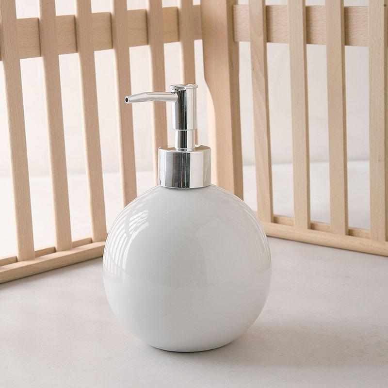 Dispensador de jabón de manos redondo de cerámica minimalista Botella de jabón de manos para hotel Botella de loción para baño Bomba de jabón Accesorios de baño para el hogar