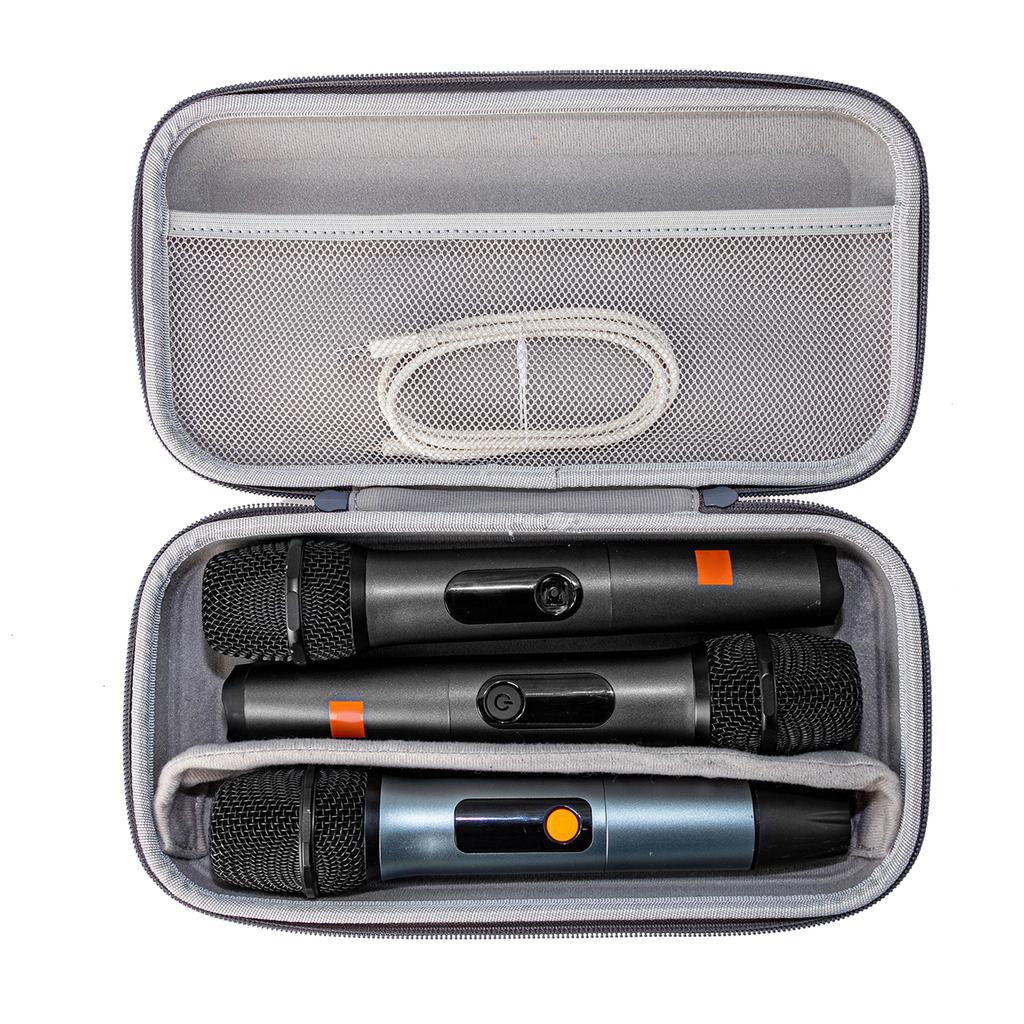 Estuche Portátil para Micrófono con Carcasa de EVA con Forro Suave a Prueba de Golpes Divisor Ajustable Para Viajes y Actuaciones