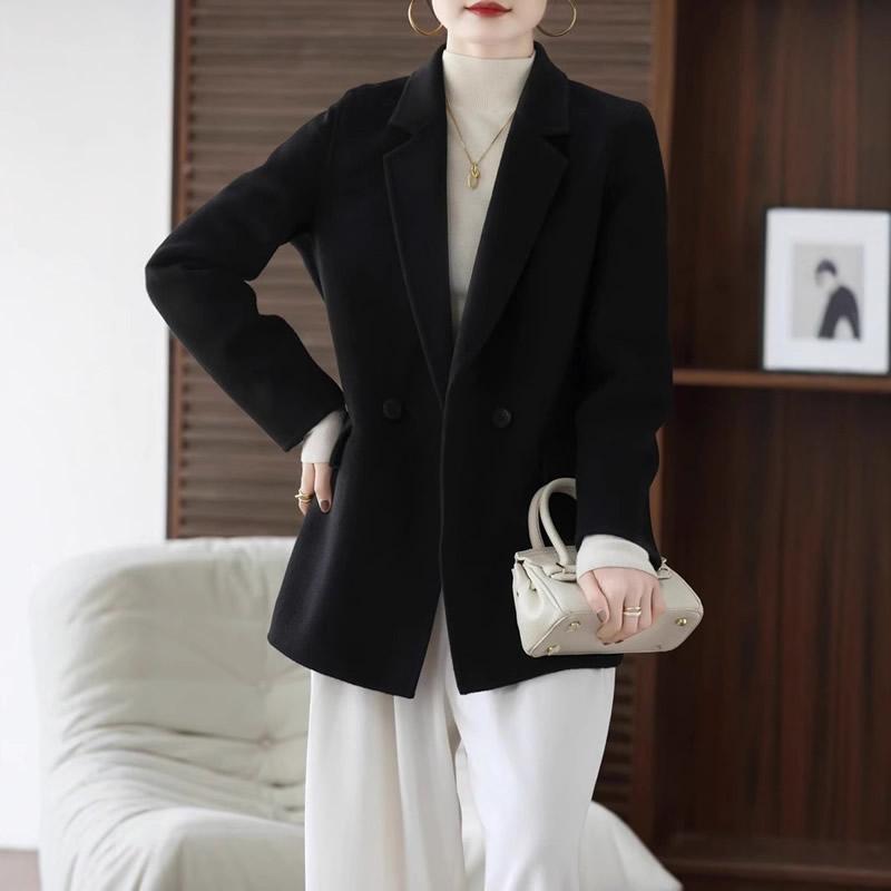 100% Wool Women Jacket TIDENOVEL Autumn Wool Blazer Handmade Suit Jacket Winter Warm Wool Coat