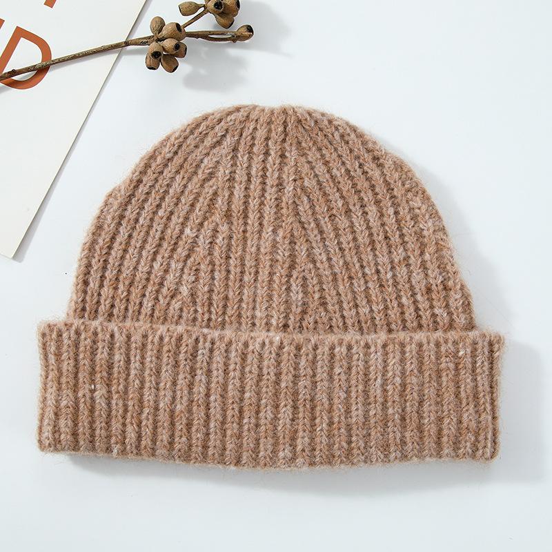 Outdoor Versatile Leisure Simple Solid Color Warm Including Wool Wool Knitted Hat Children Autumn and Winter Men's Cold Hat Tide